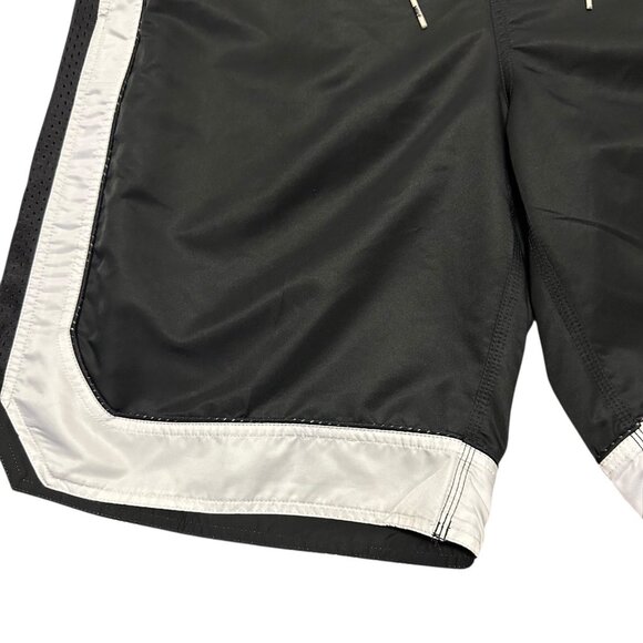 Vintage Nike Men’s XL Swim Trunks Black White Y2K Swoosh Logo - Picture 6 of 10